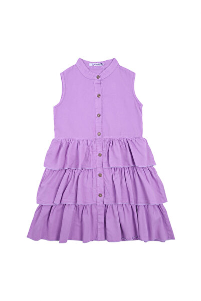 MODJEANS - Rochie pentru fete cu straturi, liliac, bumbac, 134 cm