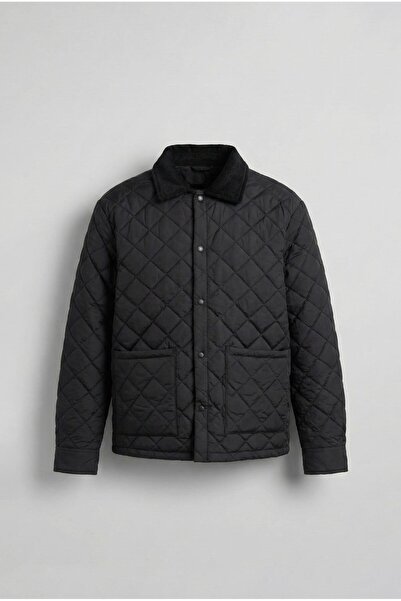 ablukaonline Jachetă căptușită cu guler cu nervuri oversize pentru bărbați, n...