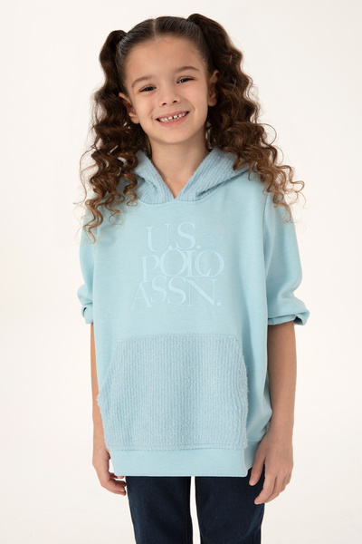 U.S. Polo Assn. Kız Çocuk Su Yeşili Kapüşonlu Sweatshirt 50290722-VR083