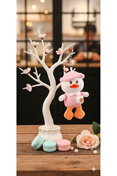 Şirin Sevimli Peluş Ördek Anahtarlık Şapkalı Çanta Süsü Hediyelik Oyuncak