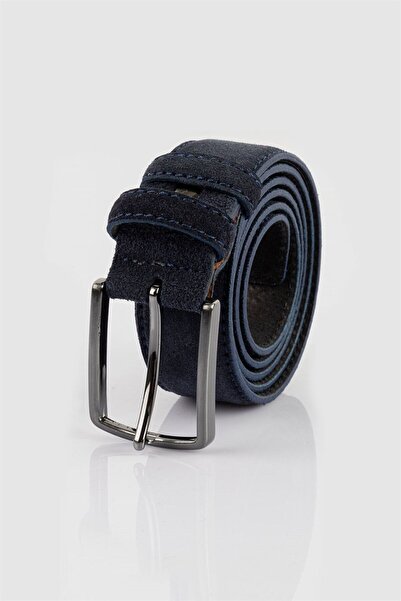 Tudors Men's 100% Genuine Leather 3.5 Cm Classic Navy Blue Belt