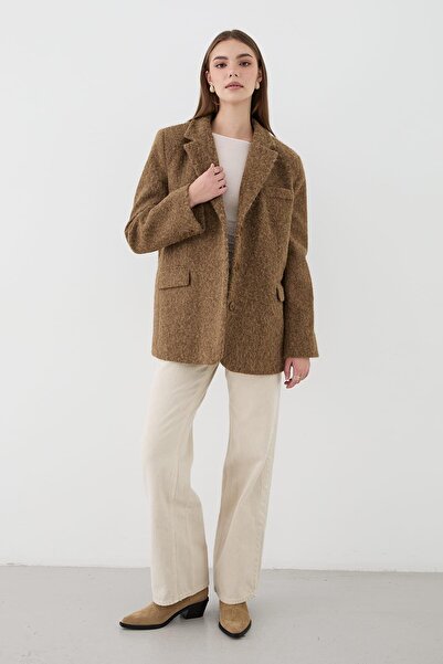 JASTE Women's Buttoned Belted Cashmere Jacket