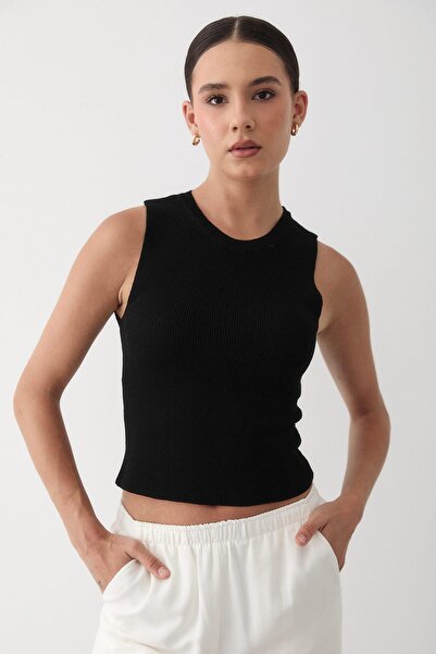 JASTE Kadın Kolsuz Bisiklet Yaka Triko Atlet