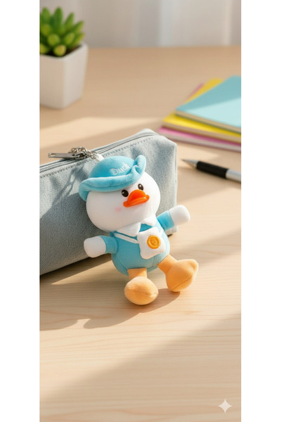 Şirin Sevimli Peluş Ördek Anahtarlık Şapkalı Çanta Süsü Hediyelik Oyuncak