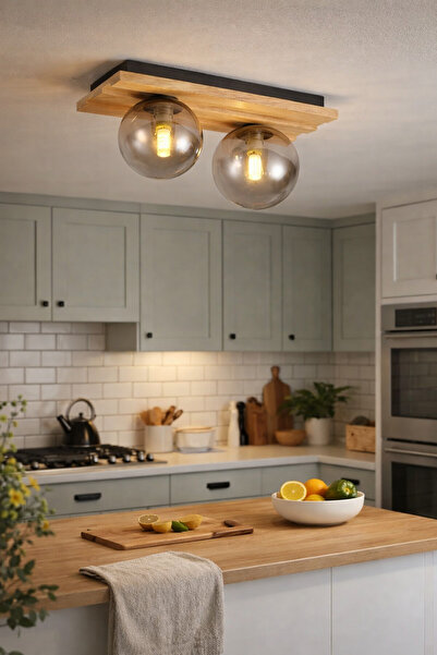 HubRom MEGGY 4174-2W-WDD Ξύλινος Πολυέλαιος 30x28 εκ. 2xG9