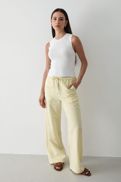 JASTE Kadın Ekru Kolsuz Bisiklet Yaka Triko Atlet