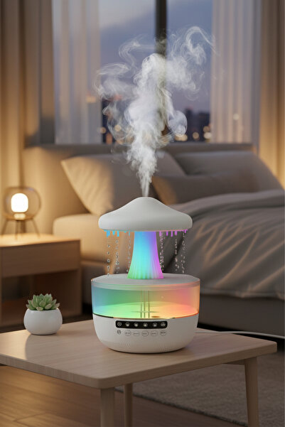 TECHNOMEN Işıklı Bluetooth Hoparlörlü Aromaterapili Sessiz Nemlendirici – Gec...