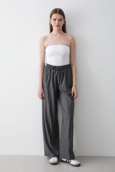 JASTE Kadın Beli Lastikli Bol Paça Palazzo Pantolon