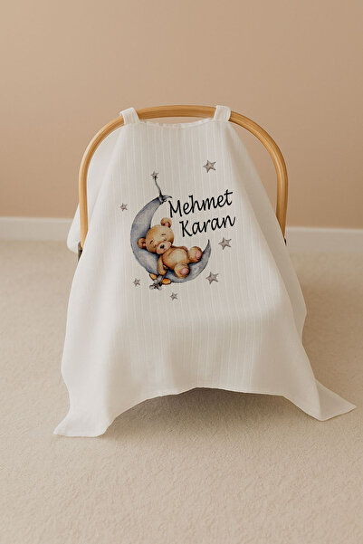 Bebe wini %100 Pamuklu Müslin Tek Kat İsimli Puset Örtüsü