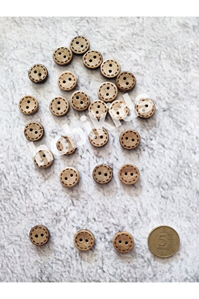 HOBİKİDS Ahşap Cocanat Çizgili Düğme 20'li Paket 11 Mm