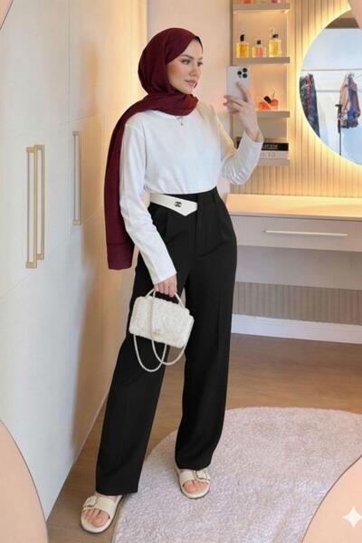 Şulemoda Giyim بنطلون بالازو النرد الأسود