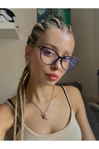 LOOKUP NEW نظارات واقية من الضوء الأزرق للنساء من Black Cat Eye Bone