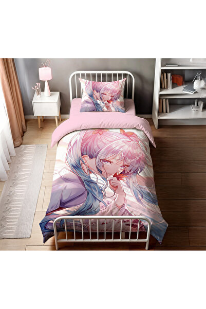 hediyechy غطاء لحاف هدية مطبوع بنمط الرسوم المتحركة - طقم فردي بدون ملاءات