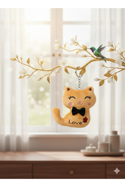 Şirin Gülücük Kedi Peluş Anahtarlık