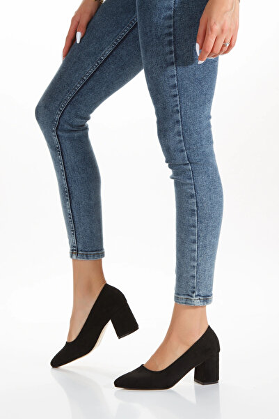 Miss Mitto Stiletto din piele intoarsa neagra de dama cu toc gros scurt Stile...