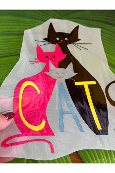 Gönülden Tasarım Εκτύπωση μεταφοράς διπλής γάτας που συγκολλείται με σίδερο 2...