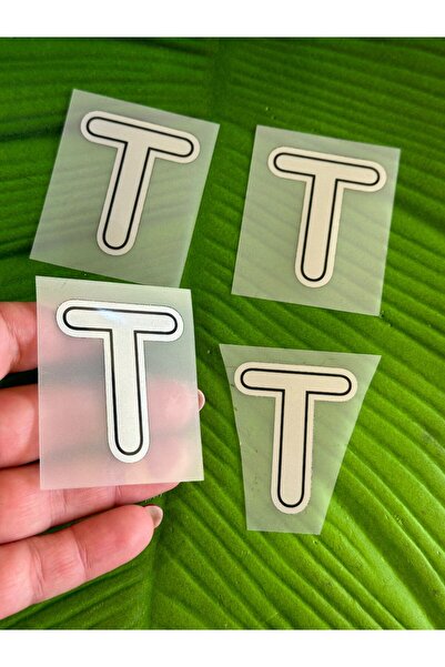 Gönülden Tasarım 4 komada peglanog slova T za transfer, Arma 5x4 cm, siva