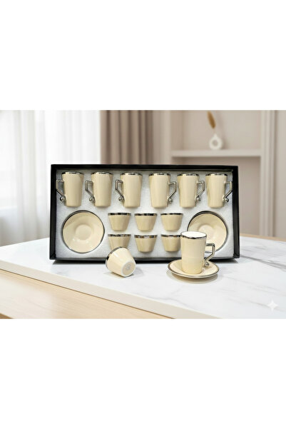 Generic 18-piece tea set with saucers and coffee cups in an attractive design