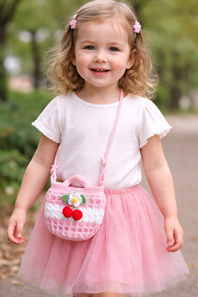 nazegram Çocuk Örgü Sepet Çanta, Çocuk Çantası Mini Boy