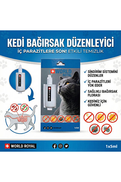 World Royal Kedi Sindirim Ve Bağırsak Rahatlatıcı Iç Paraz.t Ilacı