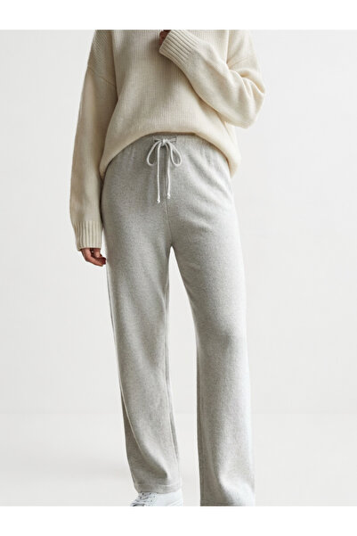 Nelli Studio بنطلون محبوك ذو ملمس ناعم رمادي NS005