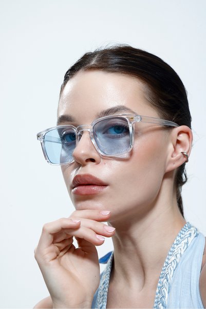 MOONMEE Moon Güneş Gözlüğü - Unisex Güneş Gözlüğü Şeffaf Mavi UV400 Korumalı