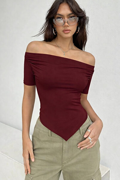 ecemore Madonna Collar Skirt Triangle Detailed Short Sleeve Blouse