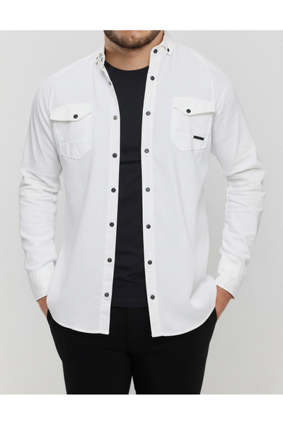 a02teks Slim Fit Men's Slim Fit Cotton Denim Shirt