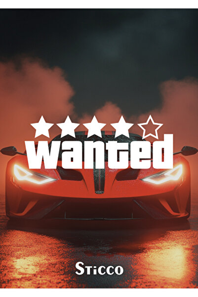 Sticco Wanted Sticker - Araba , Motorsiklet , Laptop, Cam, Kask Sticker 18x7 ...