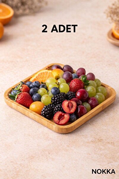 NOKKA 2 Adet Bambu Kare Servis Tabağı 20x20 cm