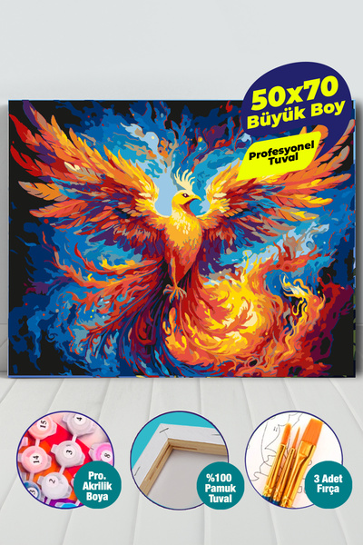 Picasso World Hobby Art Anka Kuşu Sayılarla Boyama 50x70 Cm Numaralı Tuval Seti