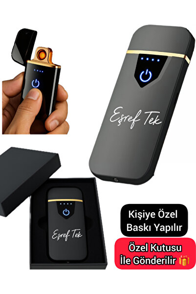 TrendÜrünlerim Kişiye Özel Isim Baskılı Vip Alevsiz Çakmak Parmak Izli Dokunm...