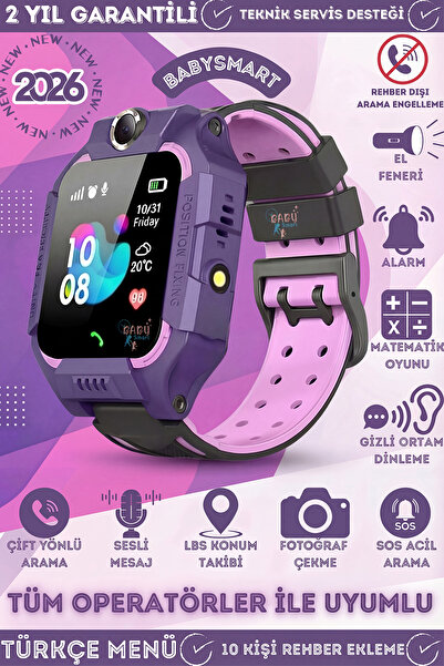 BabySmart Q19 Akıllı Saat Çocuk Takip Saati Mor
