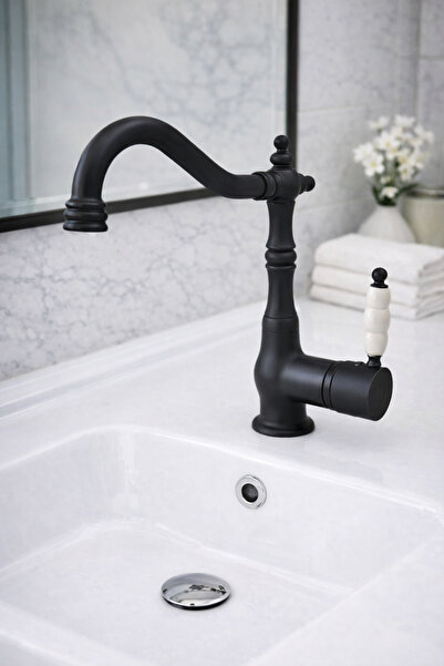 armour armatür lüks lavabo bataryası siyah rustik lavabo bataryası