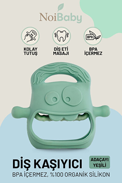 Genel Markalar Yeşil Silikon Diş Kaşıyıcı ve Dişlik - BPA'sız, Yumuşak, Damak...