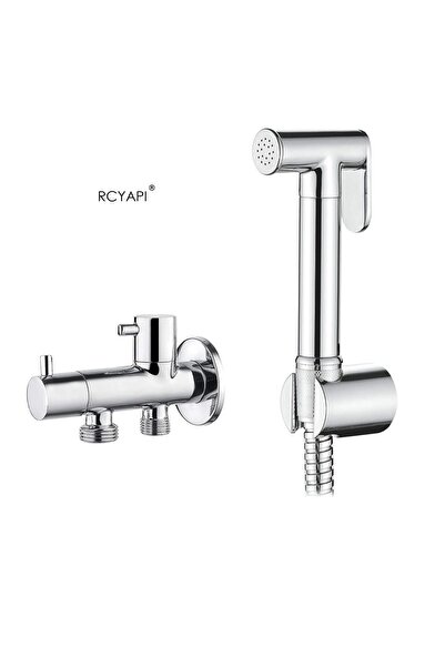 RCYAPI Spiralli Taharet El Duşu 1/2 - 3/8 Çift Çıkışlı Musluk Seti Tuvalet Du...