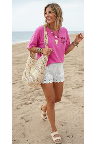 Marwah collection - Sol & Flower Printed Cotton Oversize T-Shirt Large Size