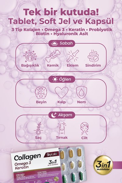 Skylab Collagen, Collagen, Omega 3 Fish Oil, Keratin and Probiotic Dietary Supplement
