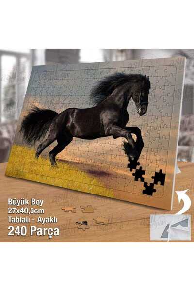 Genel Markalar Asil Hobi Siyah Koşan At - Hayvan - Doğa Yapboz- Ayak Destekli...
