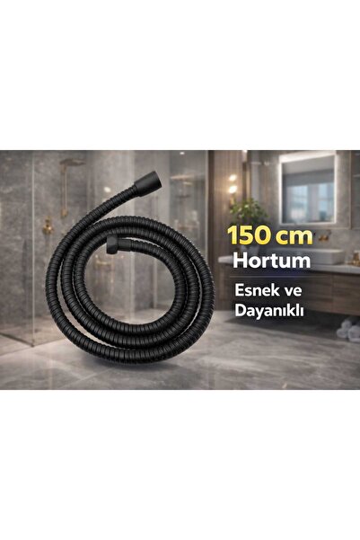 AKCAKESE Siyah Duş Hortumu 1,5 Metre