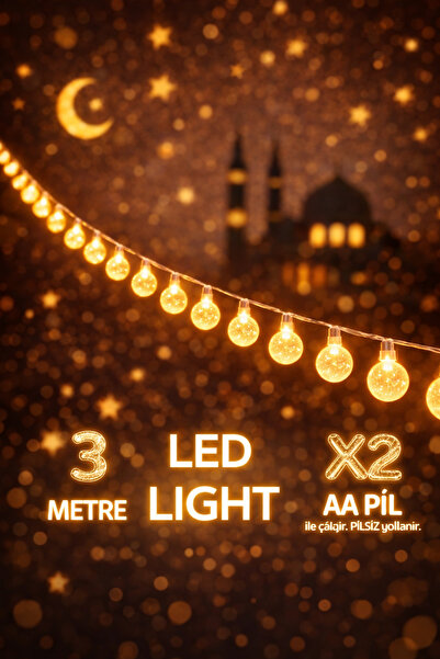 Parti dolabı 3 Metre Fişli Top Led Işıklı Ampul Dizeleri Günışığı Yılbaşı Top...