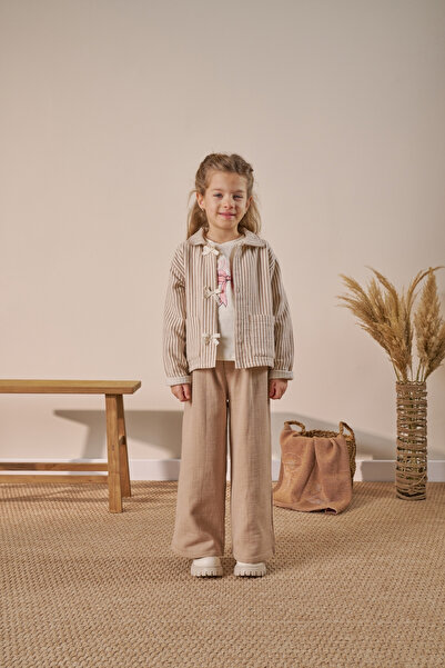 Minipodyum Set de 3 piese pentru fetiță, cu dungi și detaliu cu fundă, pentru...