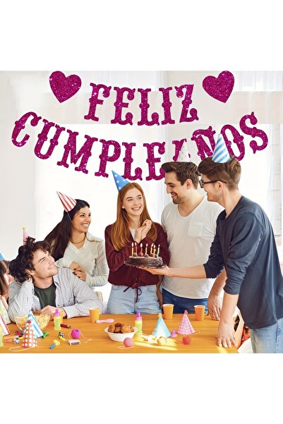 Choice F0249-04 لافتة عيد ميلاد إسبانية "FELIZ CUMPLEANOS" باللون الذهبي/الأس...