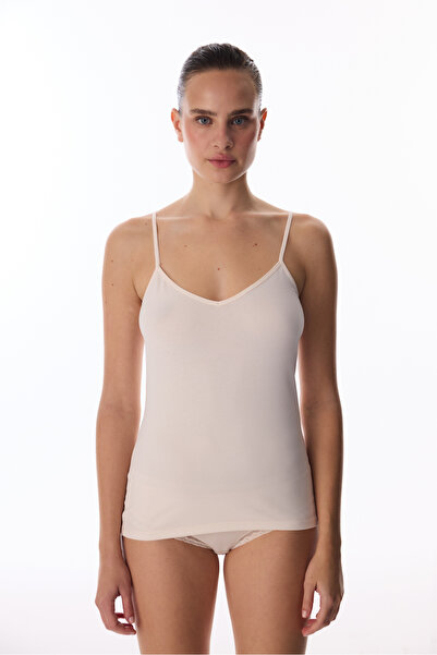 Penti Bej Reversible Side Pamuklu V Neck Atlet