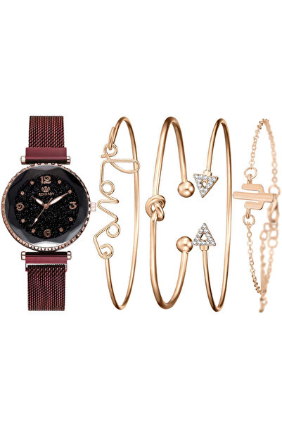 SHOPPINO Heily – Set dama cu ceas si bratari, auriu, 5 piese