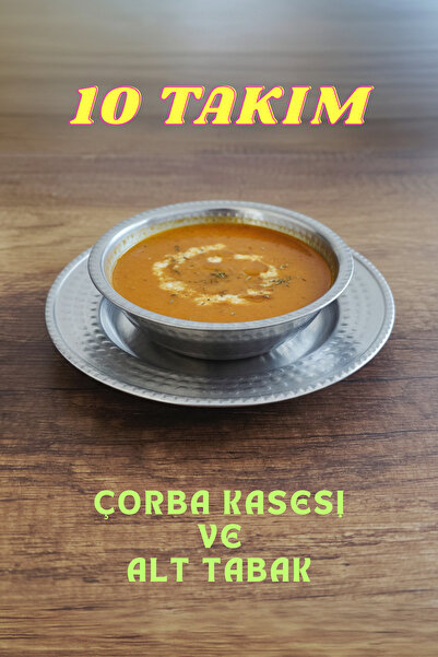 Binbir Trend Çekic Dövme Desenli Çorba Kasesi ve Alt Tabak Takımı, Çorbalık T...