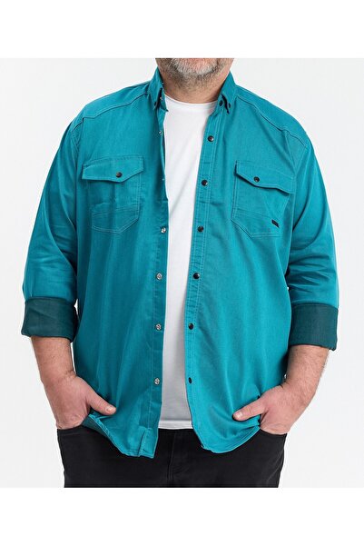 a02teks Men's Shirt Slim Fit Slim-Fitting Cotton Men's Denim Shirt