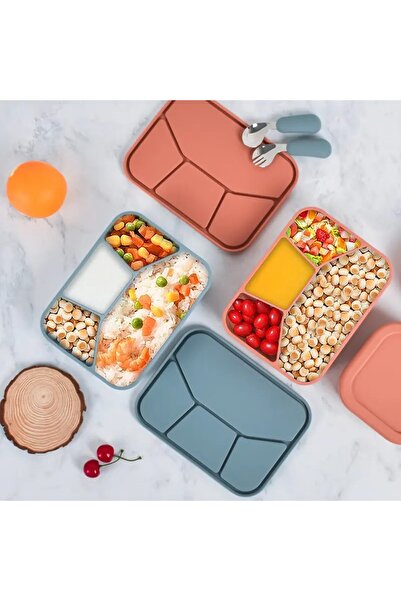 OEM Silicone lunch box, 4 compartments, leakproof – kids & office