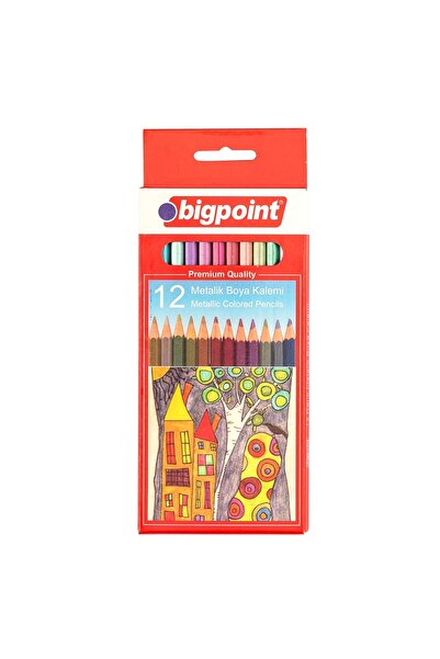 Bigpoint قلم طلاء جاف معدني طويل 12 لونًا