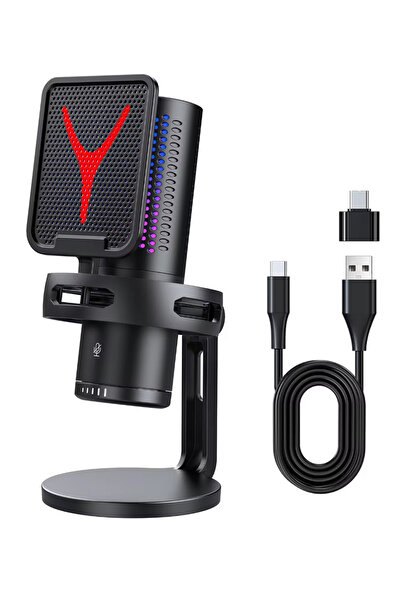 Coverzone ميكروفون سطح المكتب للكمبيوتر، توصيل احترافي، تشغيل USB سلكي لمدونة...